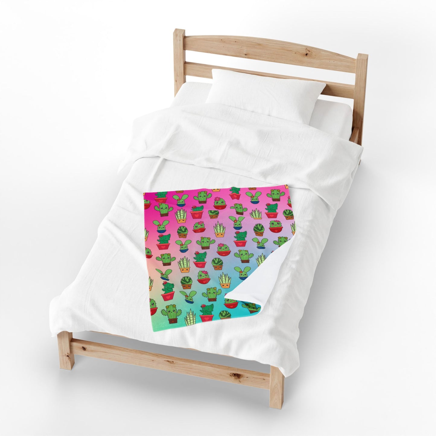 Small Pet Blanket with Cute Cactus Pattern for Plant Lovers