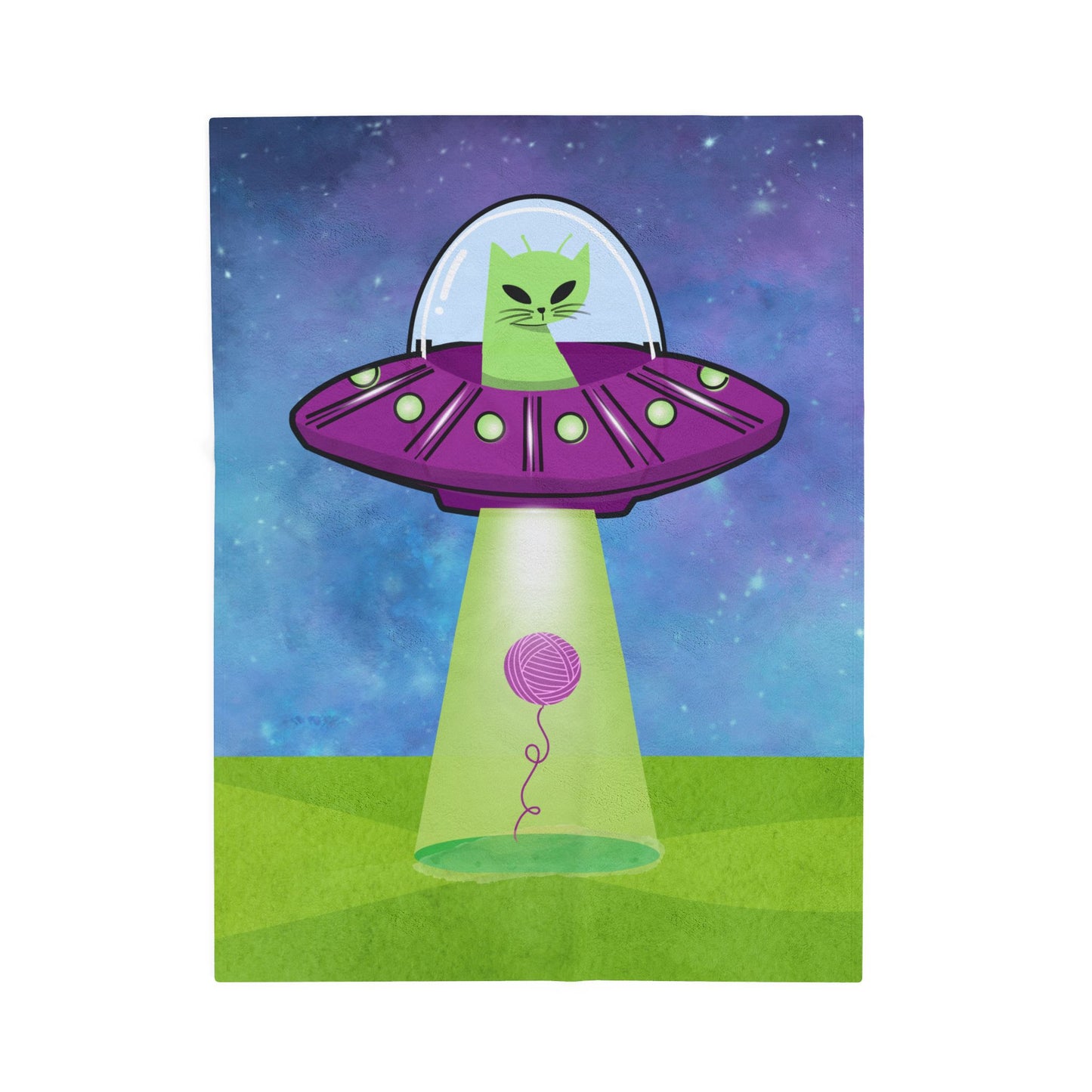 Cat Alien UFO Plush Blanket — Beaming up String