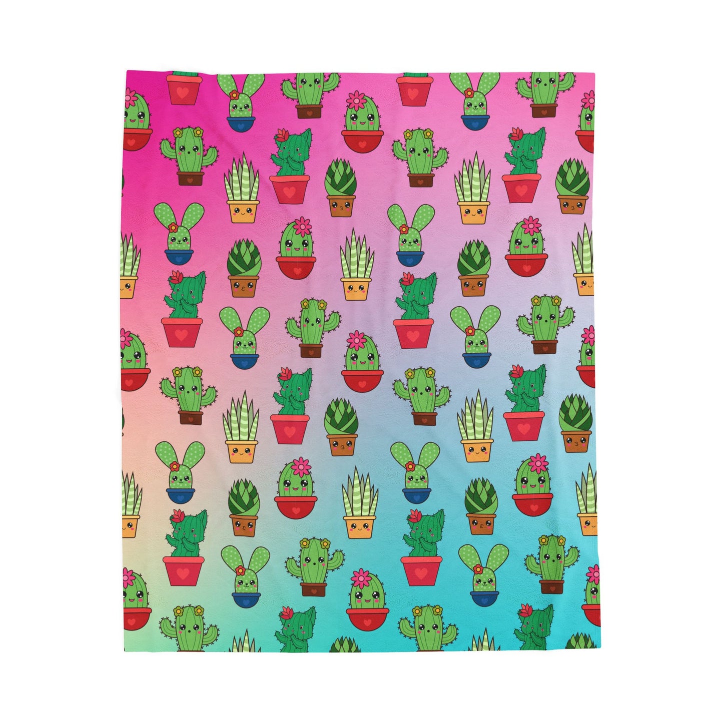 Small Pet Blanket with Cute Cactus Pattern for Plant Lovers