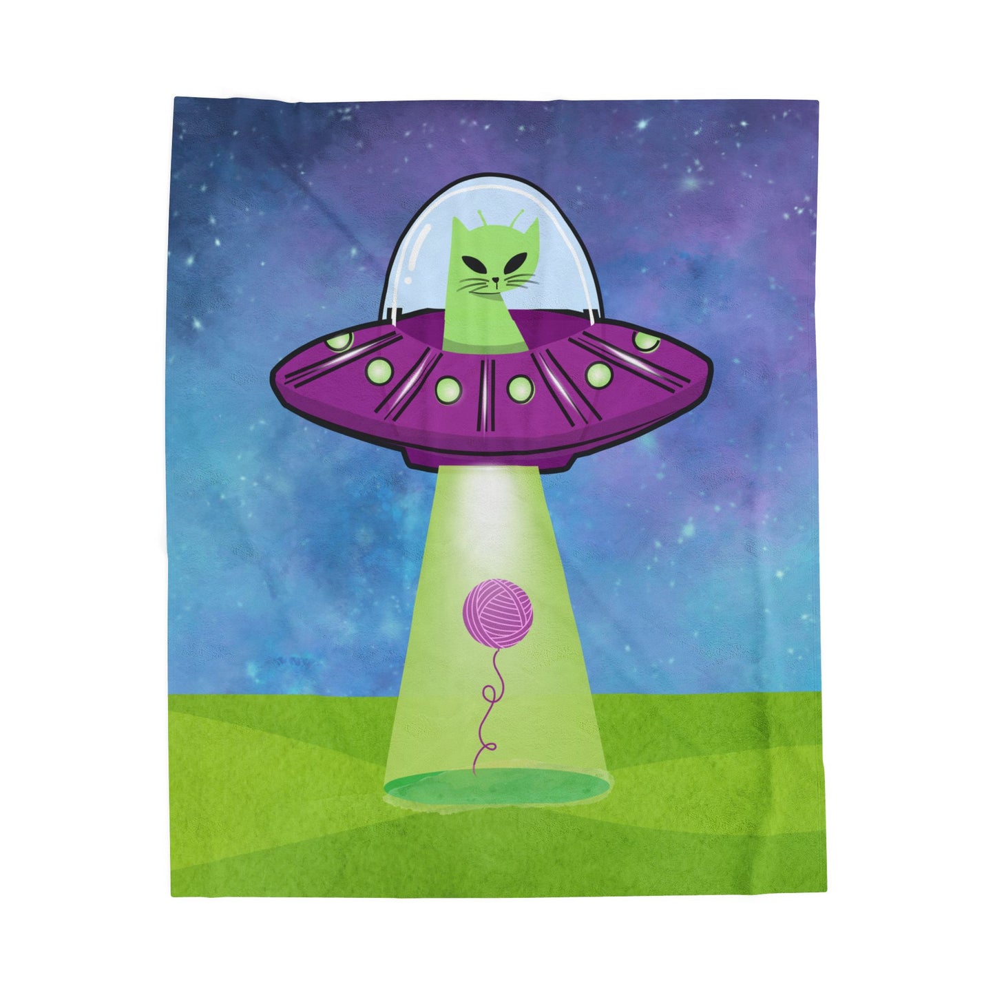 Cat Alien UFO Plush Blanket — Beaming up String