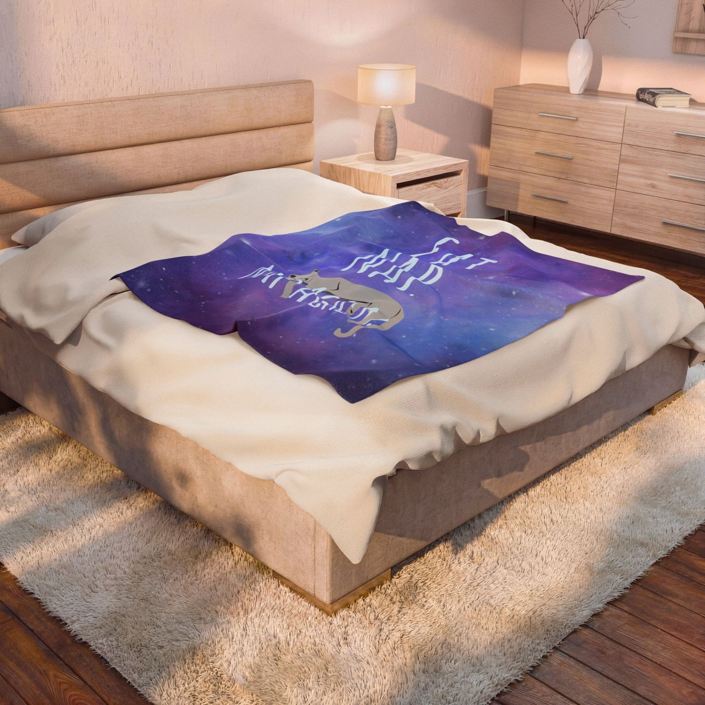 Plush Pet Blanket - 'Eat. Nap. Nap Again.' Space Cat Velveteen Throw Blanket