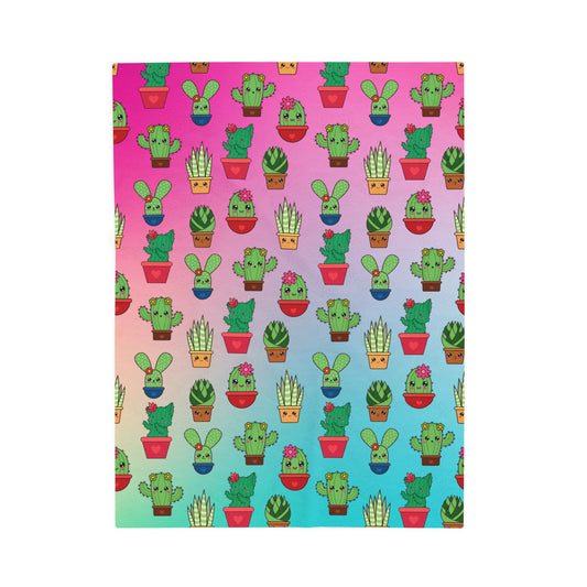 Small Pet Blanket with Cute Cactus Pattern for Plant Lovers