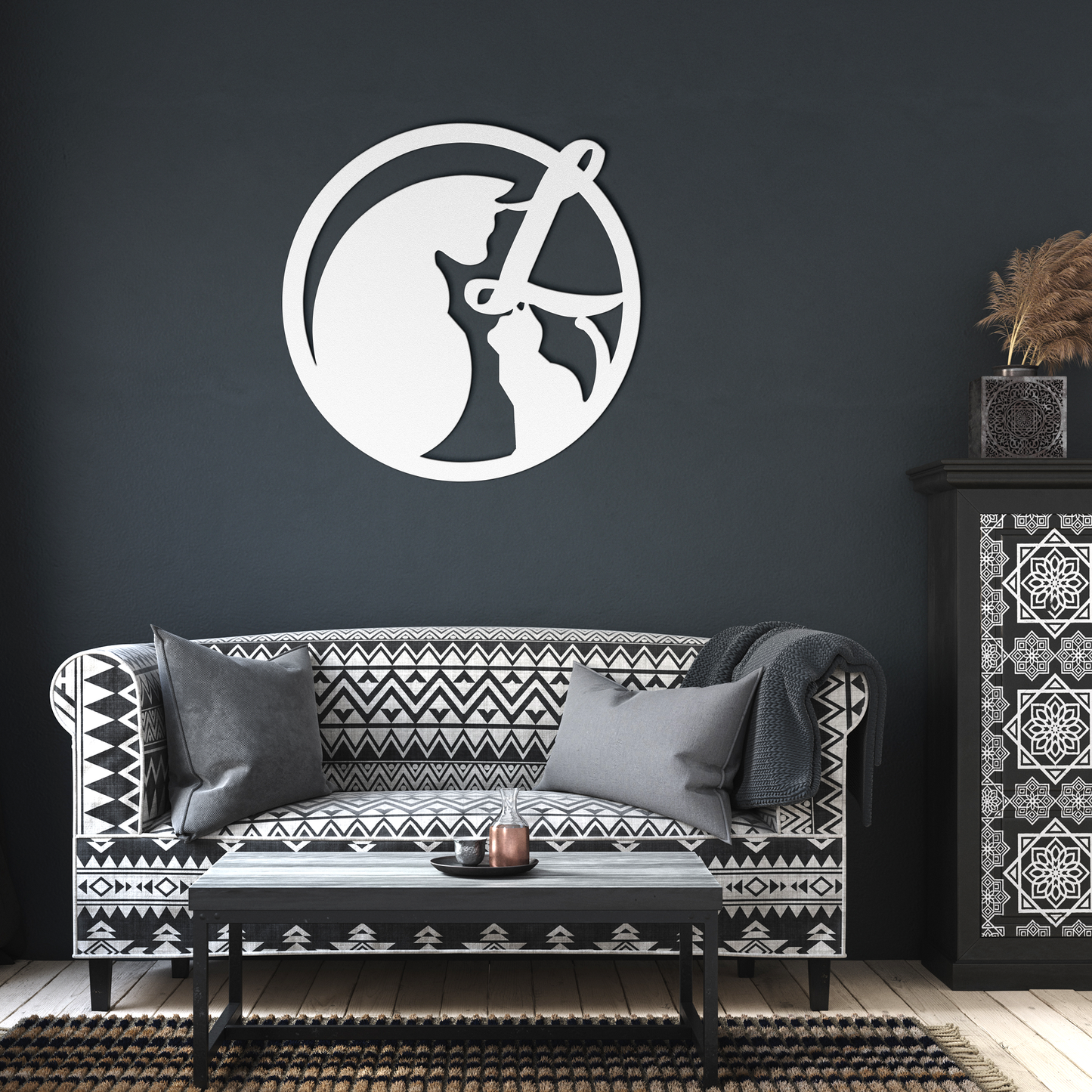 Metal_Cat_Sign_-_Monogram_L_White_Dark_Living_Room_Mockup.png