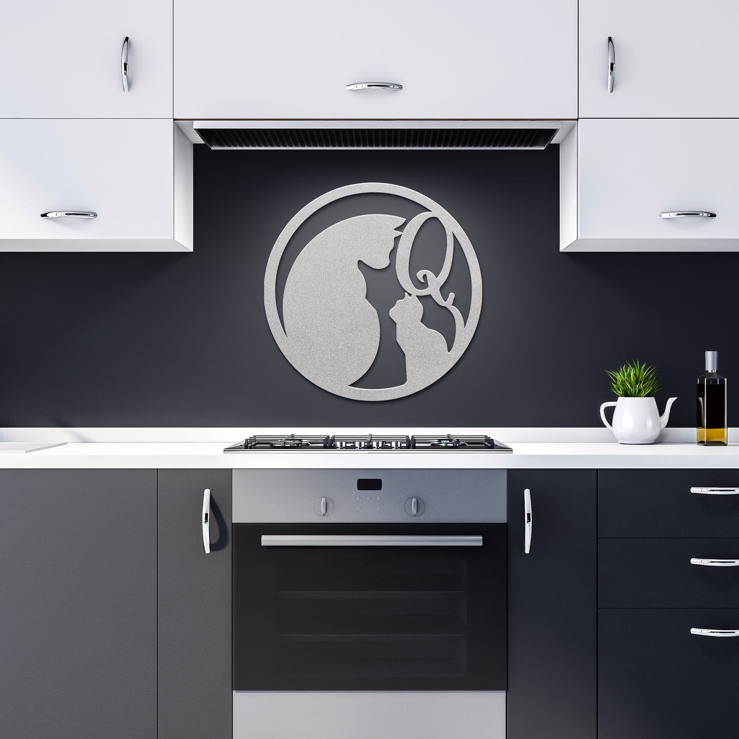 Metal_Cat_Sign_-_Monogram_Q_Silver_Dark_Kitchen_Mockup.png